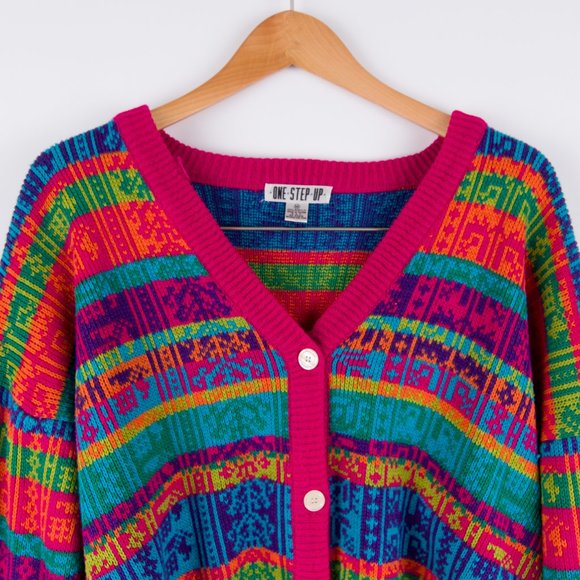 COPY - 🌈 VTG Retro Colorsplash Cropped Knit Cardigan - Picture 3 of 16